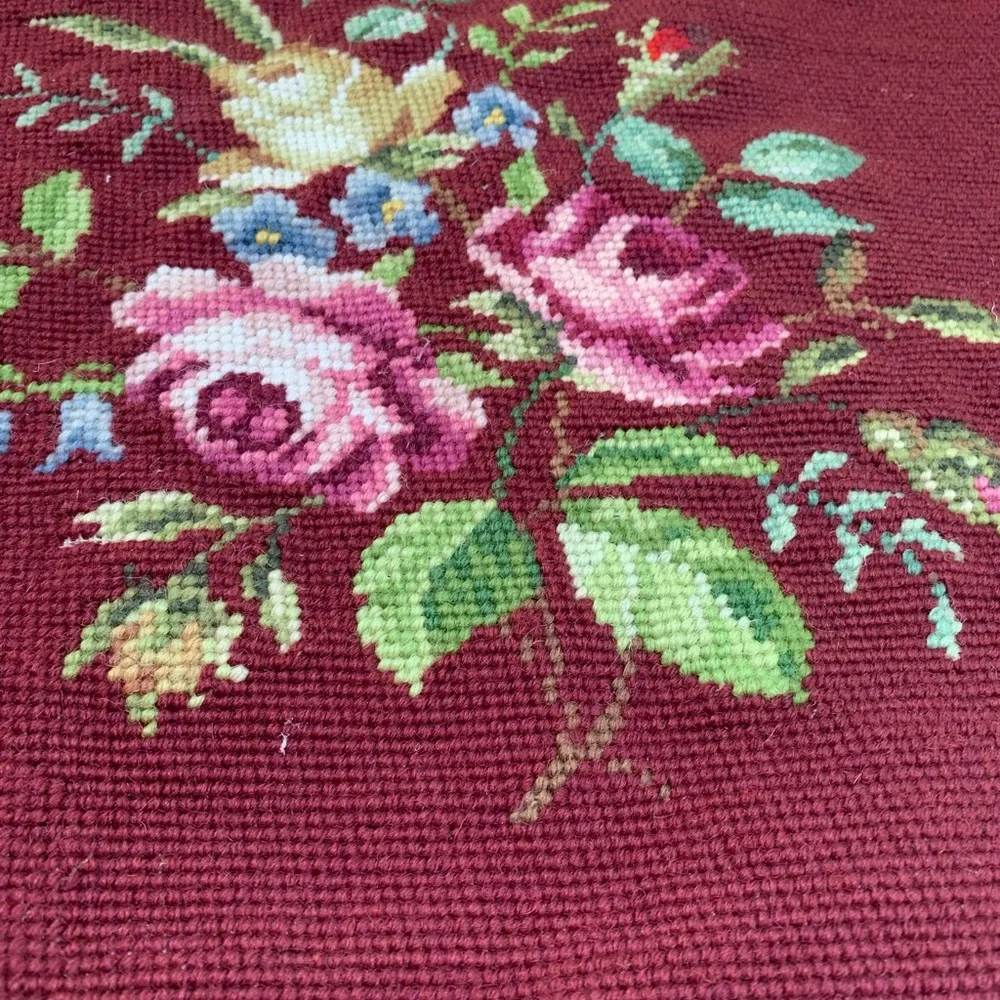 Vintage Floral Needlepoint Tapestry